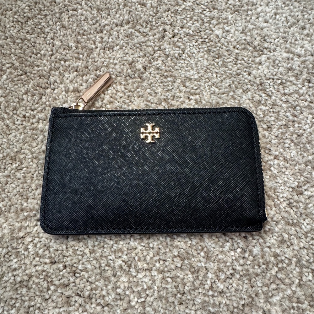 Tory Burch Black Zip Card Case